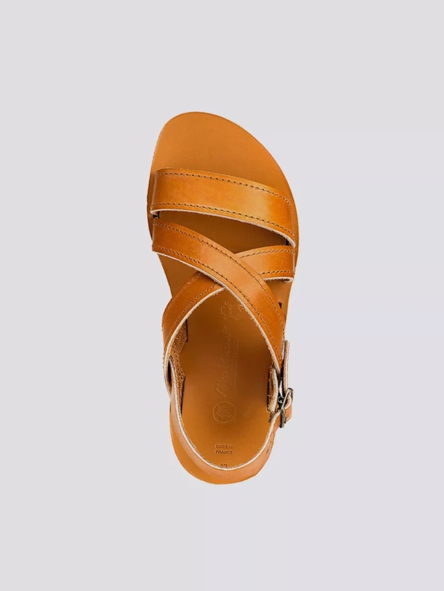 MAX VINCENT - SANDALES BRIDES CROISEES MARC cuir tannage vegetal naturel Homme
