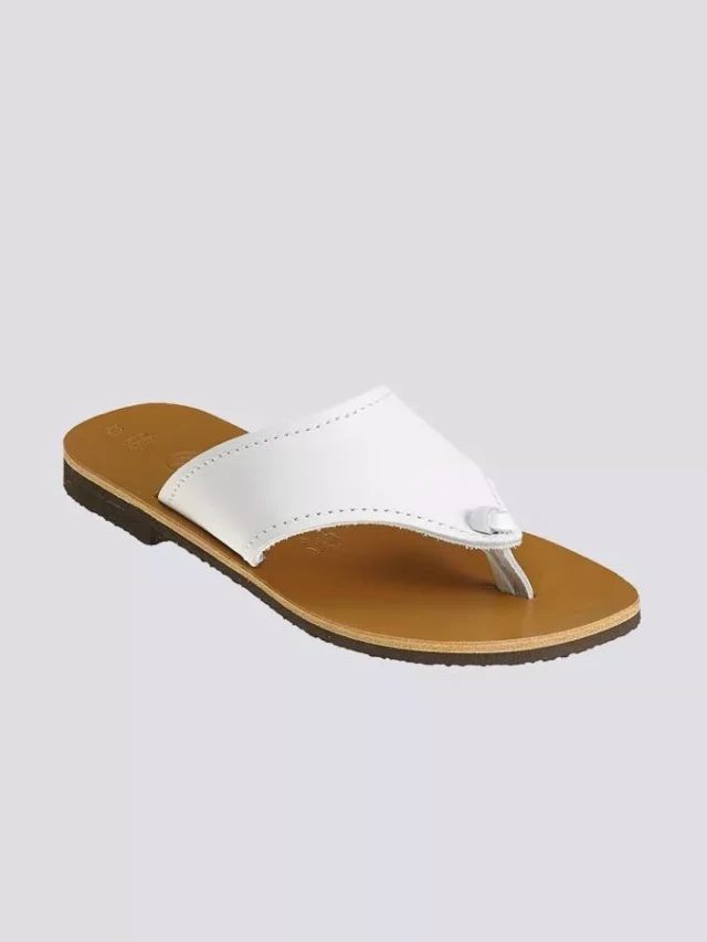 Max Vincent - Tongs maude cuir blanc femme