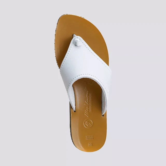 MAX VINCENT - TONGS MAUDE cuir blanc Femme