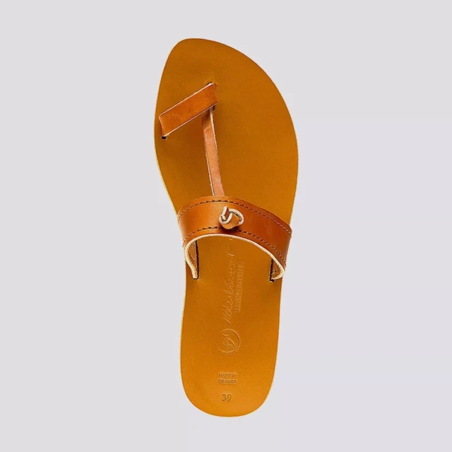 MAX VINCENT - TONGS MICHELE cuir tannage vegetal naturel Femme