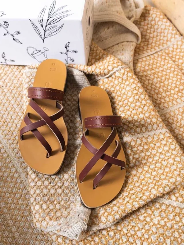 Max Vincent - Tongs nomade cuir tannage vegetal marron femme