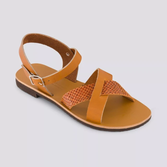 MAX VINCENT - SANDALES BRIDES CROISEES OCEANE cuir tannage vegetal naturel python Femme