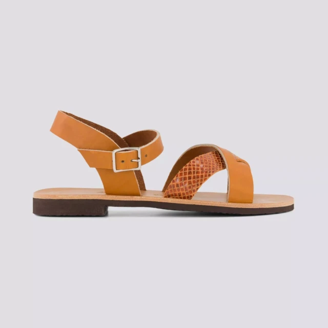 MAX VINCENT - SANDALES BRIDES CROISEES OCEANE cuir tannage vegetal naturel python Femme