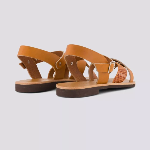 MAX VINCENT - SANDALES BRIDES CROISEES OCEANE cuir tannage vegetal naturel python Femme