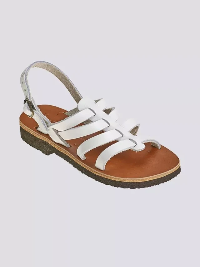 Max Vincent - Tropezienne pampelone cuir tannage vegetal blanc enfant