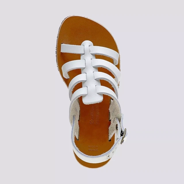 MAX VINCENT - TROPEZIENNE PAMPELONE cuir tannage vegetal blanc Enfant