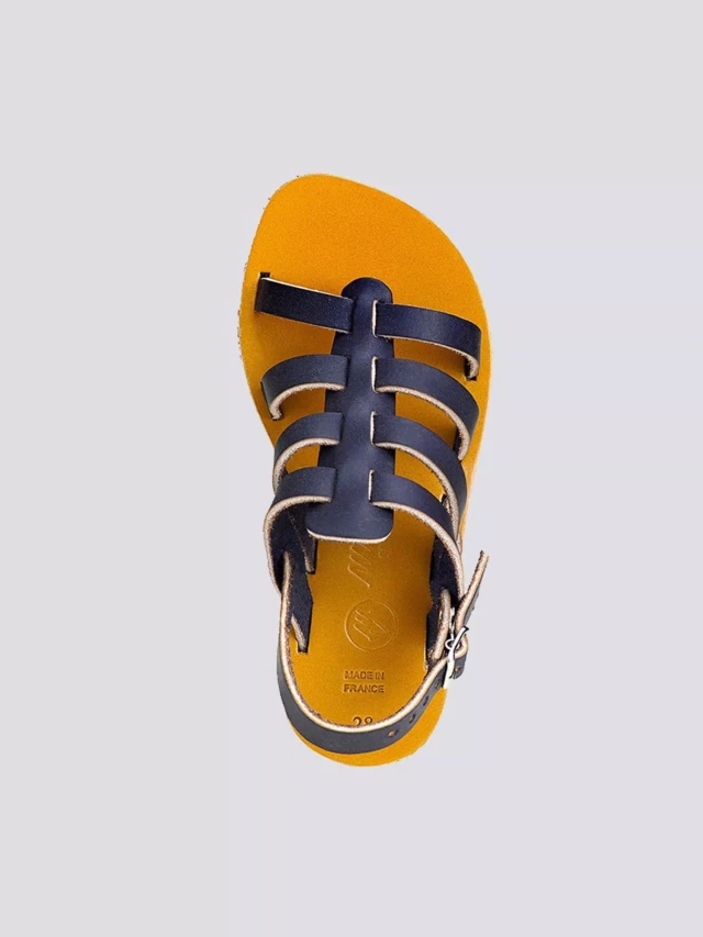 MAX VINCENT - TROPEZIENNE PAMPELONE cuir tannage vegetal bleu fonce Enfant