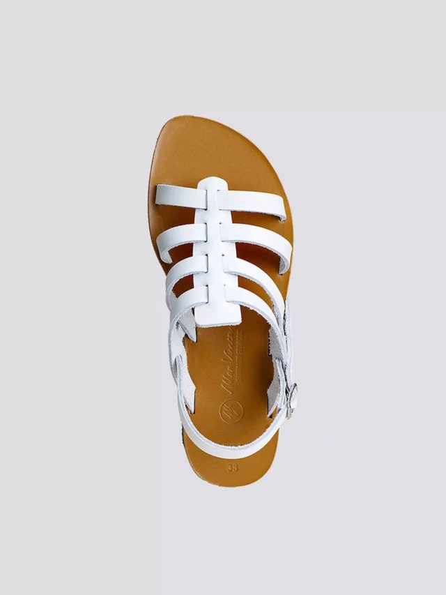 MAX VINCENT - TROPEZIENNE PAMPELONE cuir blanc Femme