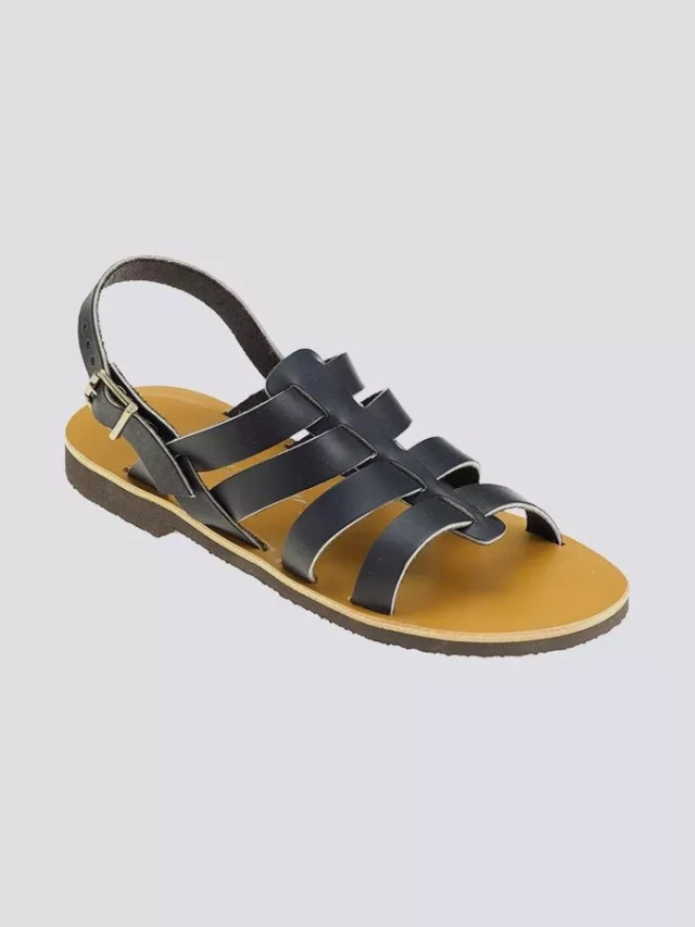 Max Vincent - Tropezienne pampelone cuir tannage vegetal noir homme