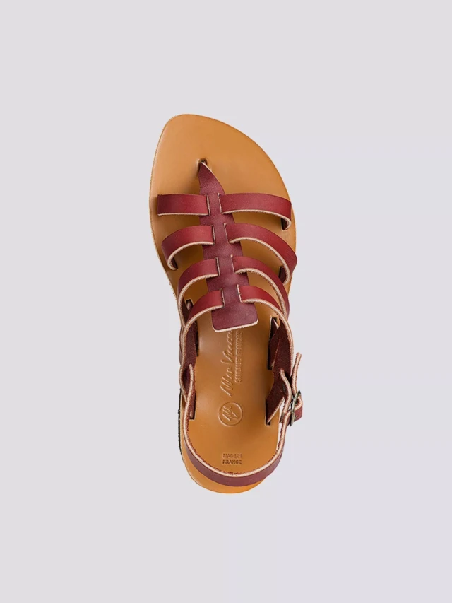 MAX VINCENT - TROPEZIENNE POMPEI cuir tannage vegetal bordeaux Femme