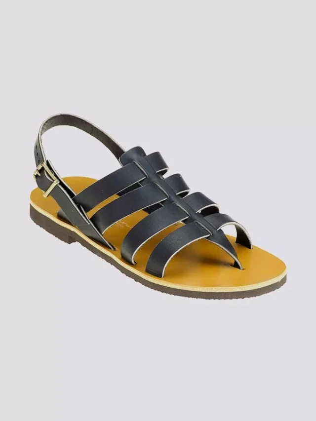 Max Vincent - Tropezienne rome cuir tannage vegetal noir homme