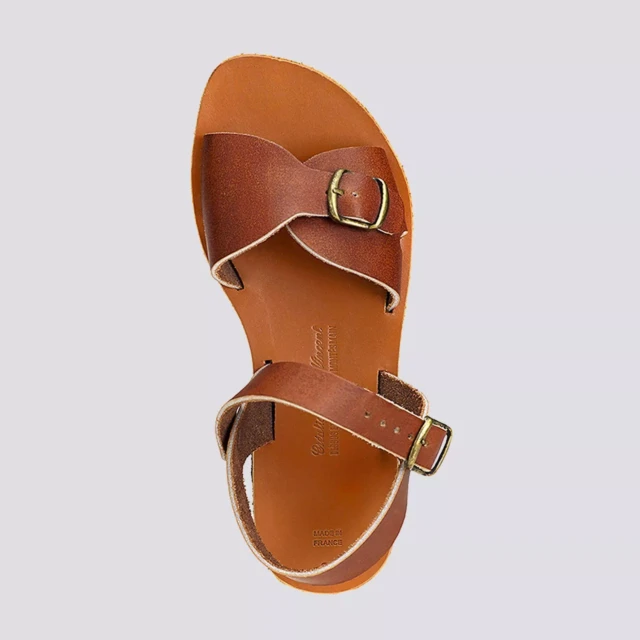 MAX VINCENT - SANDALES UNE BRIDE ROXANE cuir tannage vegetal marron Femme