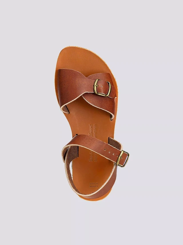 MAX VINCENT - SANDALES UNE BRIDE ROXANE cuir tannage vegetal marron Femme