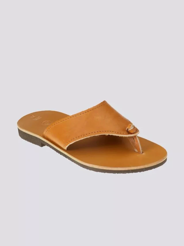 Max Vincent - Tongs sahara cuir tannage vegetal naturel homme