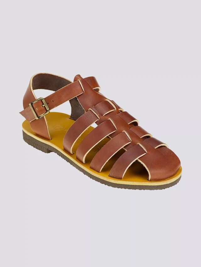 MAX VINCENT - SANDALES FERMEES TRADITION cuir tannage vegetal marron Homme