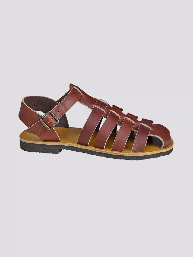 MAX VINCENT - SANDALES FERMEES TRADITION cuir tannage vegetal marron Homme