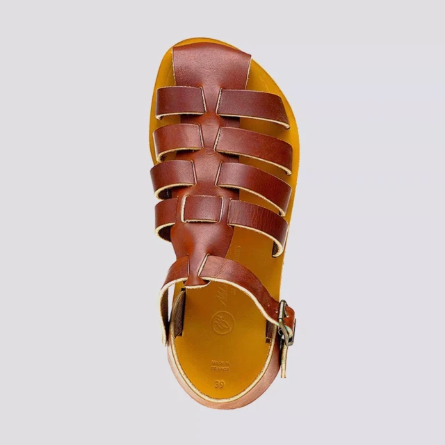 MAX VINCENT - SANDALES FERMEES TRADITION cuir tannage vegetal marron Homme