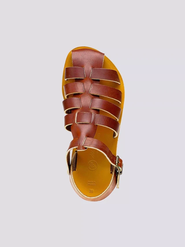 MAX VINCENT - SANDALES FERMEES TRADITION cuir tannage vegetal marron Homme