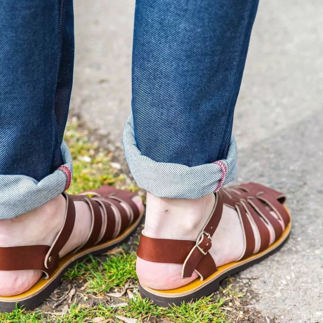 MAX VINCENT - SANDALES FERMEES TRADITION cuir tannage vegetal marron Homme