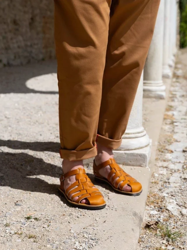 MAX VINCENT - SANDALES FERMEES TRADITION cuir tannage vegetal naturel Homme