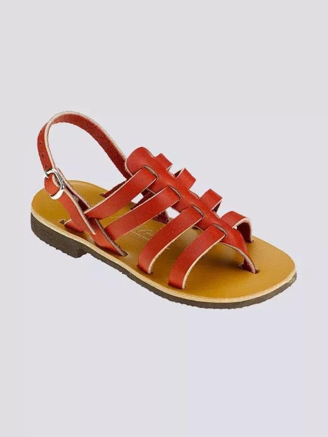 Max Vincent - Tropezienne cuir tannage vegetal rouge enfant