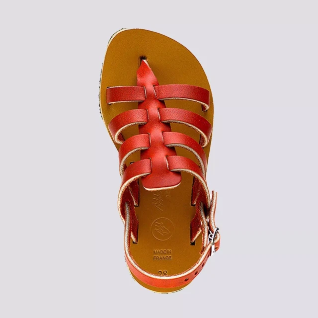 MAX VINCENT - TROPEZIENNE cuir tannage vegetal rouge Enfant