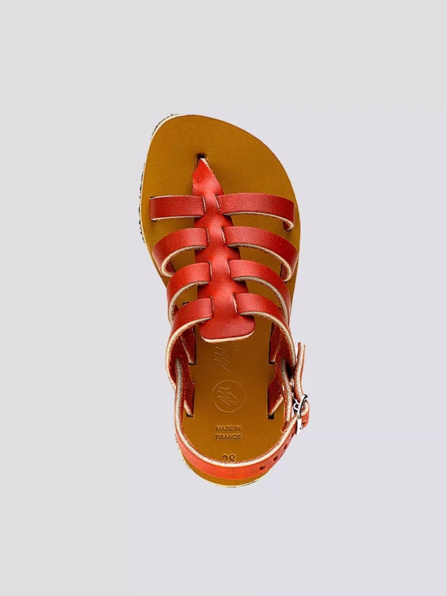 MAX VINCENT - TROPEZIENNE cuir tannage vegetal rouge Enfant