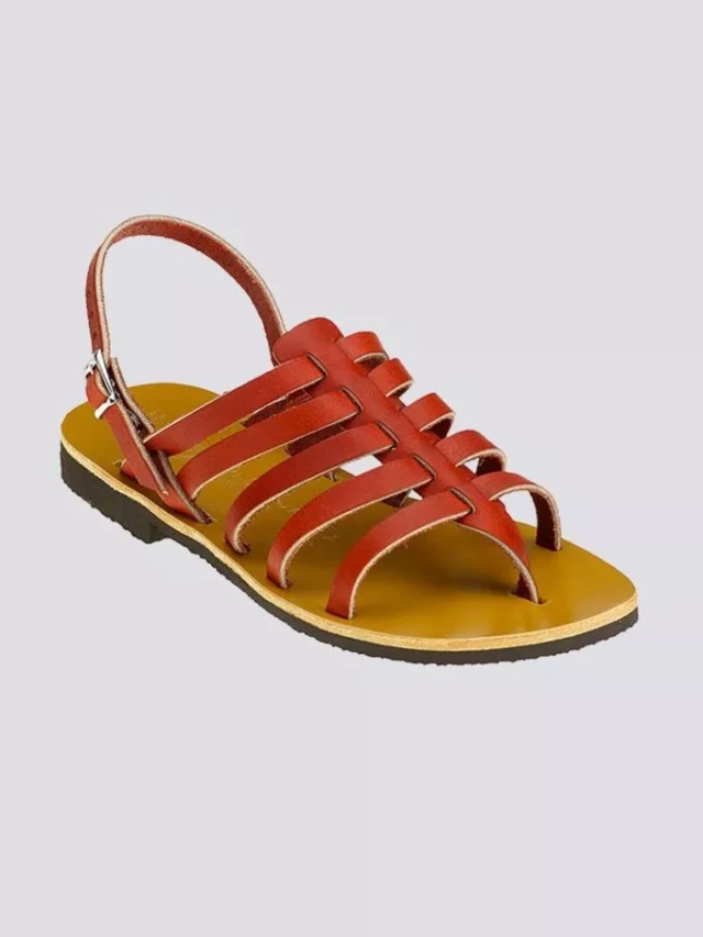 Max Vincent - Tropezienne cuir tannage vegetal rouge femme