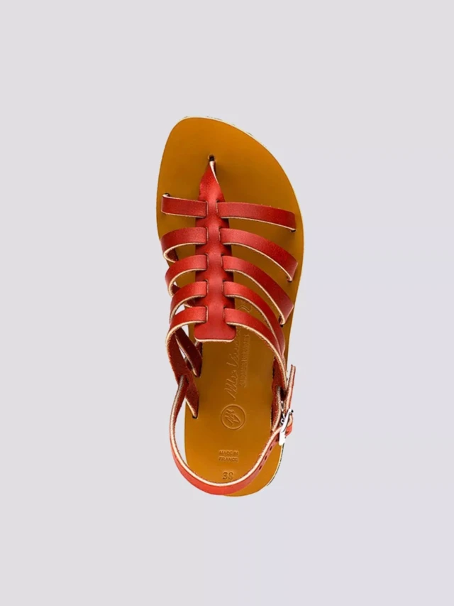 MAX VINCENT - TROPEZIENNE cuir tannage vegetal rouge Femme