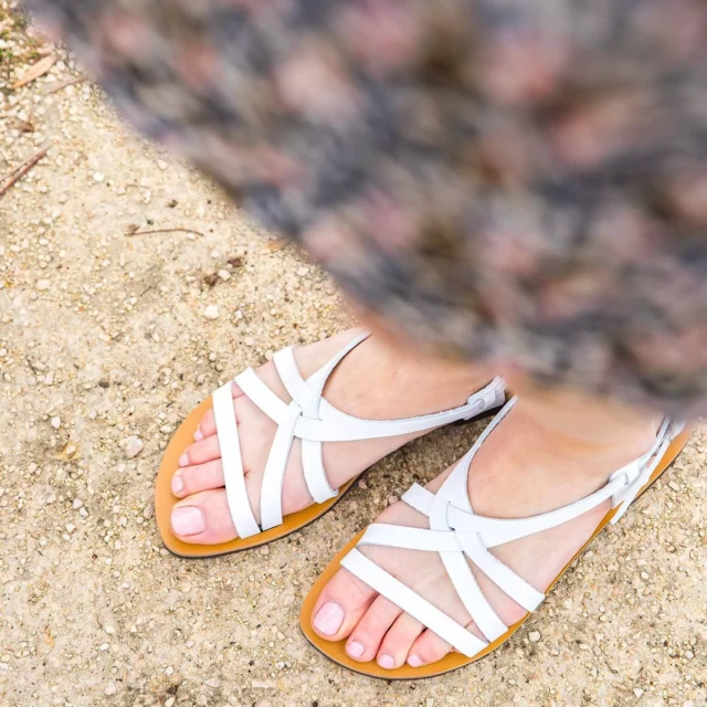 MAX VINCENT - SANDALES BRIDES CROISEES VERO cuir blanc  Femme