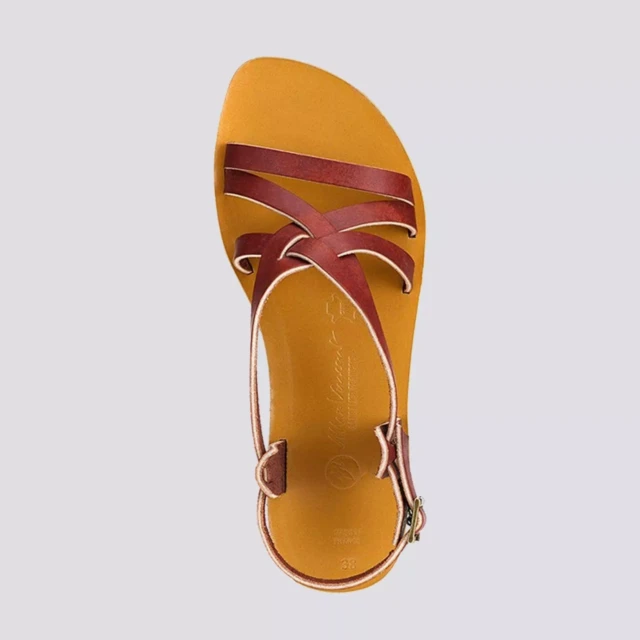 MAX VINCENT - SANDALES BRIDES CROISEES VERO cuir tannage vegetal bordeaux Femme