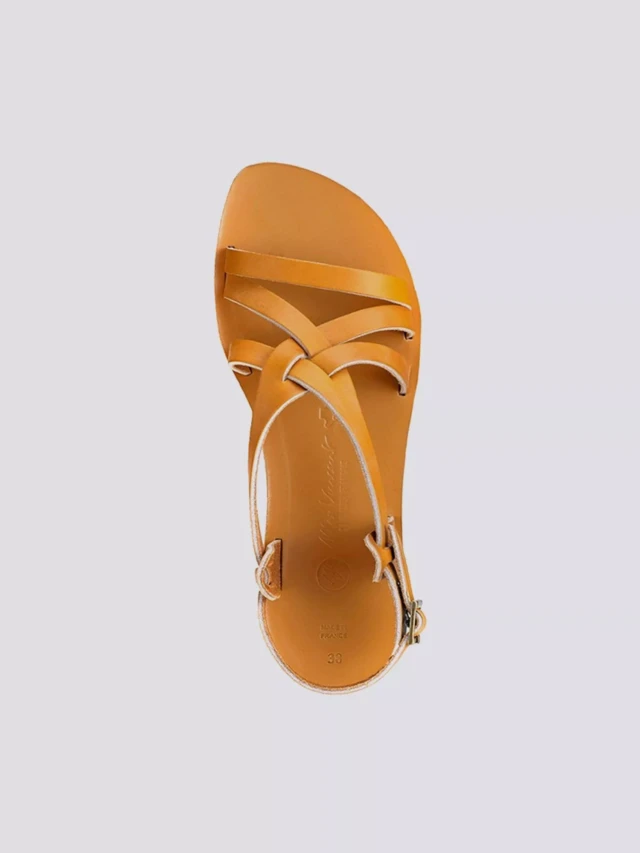MAX VINCENT - SANDALES BRIDES CROISEES VERO cuir tannage vegetal naturel Femme