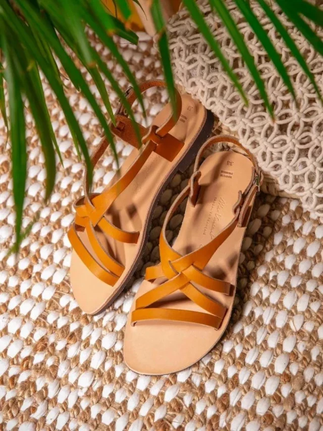Max Vincent - Sandales brides croisees vero cuir tannage vegetal naturel femme