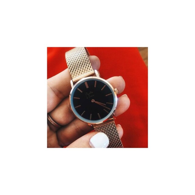 Menthe à l'eau - Montre Femme La Milanaise Dorée rose fond noir