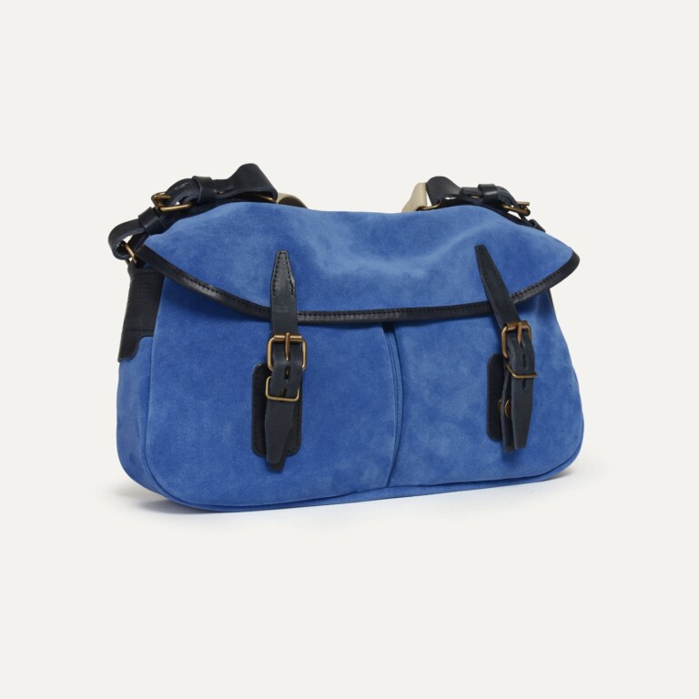 Bleu De Chauffe - Musette du Pêcheur S / Cuir Velours - Bleu Agate