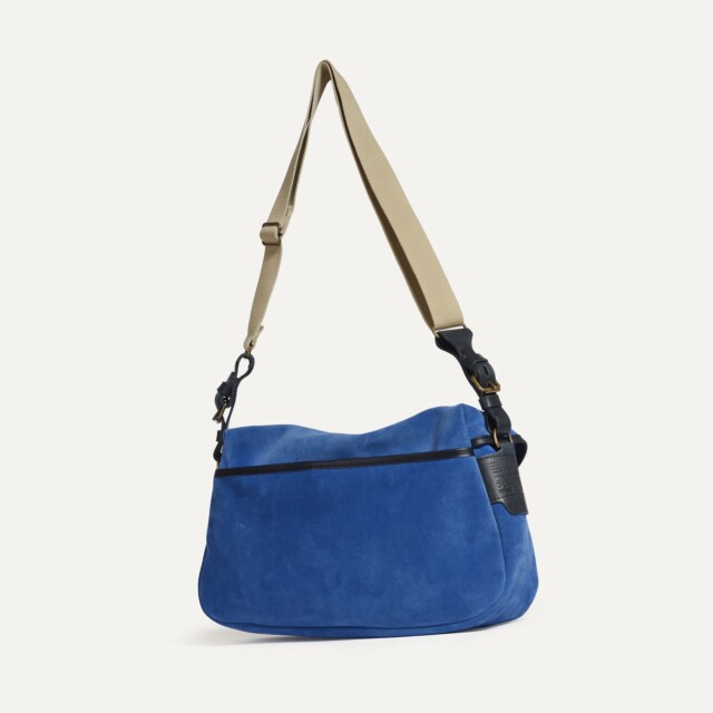 Bleu De Chauffe - Musette du Pêcheur S / Cuir Velours - Bleu Agate