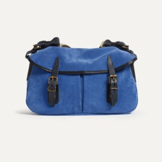 Bleu de Chauffe - Musette du Pêcheur S / Cuir Velours  Bleu Agate