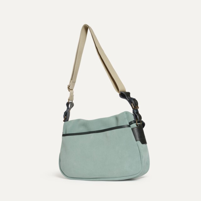 Bleu De Chauffe - Musette du Pêcheur S / Cuir Velours - Vert Jade