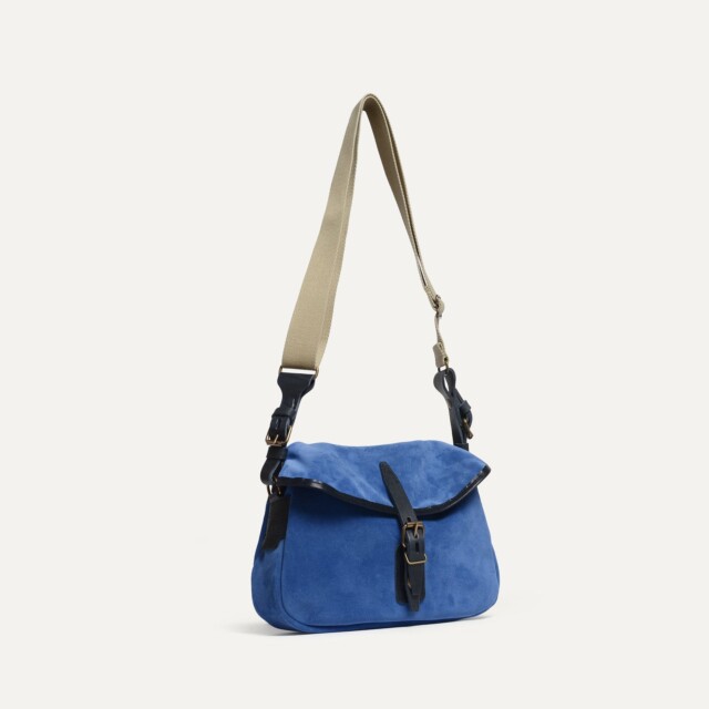 Bleu De Chauffe - Musette du Pêcheur XS / Cuir Velours - Bleu Agate