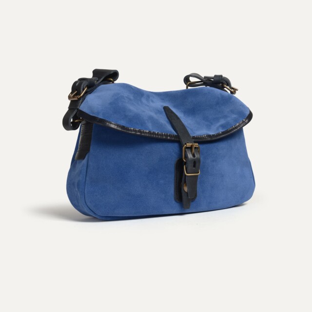Bleu De Chauffe - Musette du Pêcheur XS / Cuir Velours - Bleu Agate