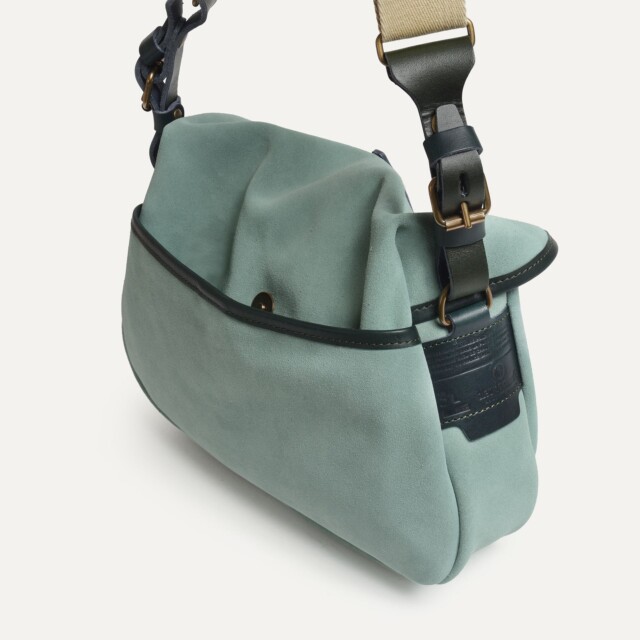 Bleu De Chauffe - Musette du Pêcheur XS / Cuir Velours - Vert Jade