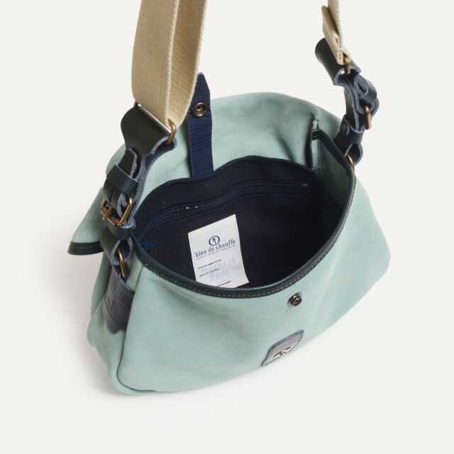Bleu De Chauffe - Musette du Pêcheur XS / Cuir Velours - Vert Jade
