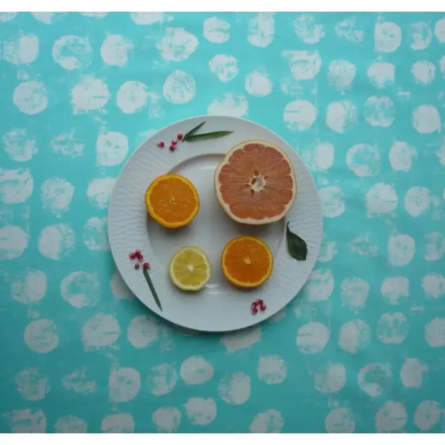 Fleur de Soleil - Nappe enduite Pastilles menthe