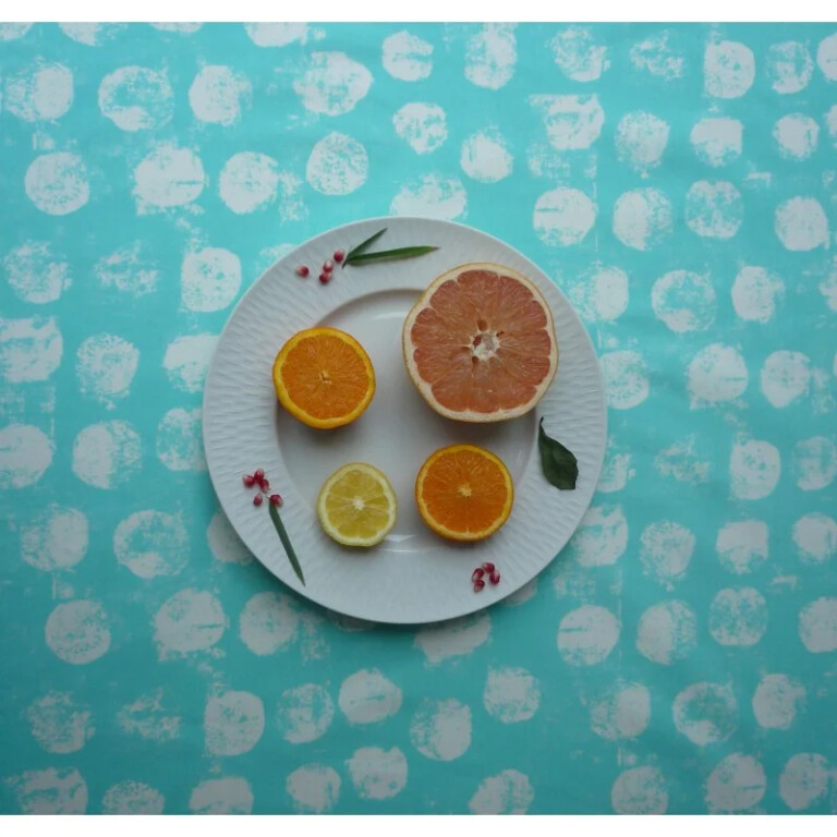 Fleur de Soleil - Nappe enduite Pastilles menthe