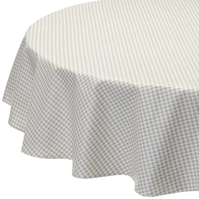 Fleur de Soleil - Nappe enduite ronde ou ovale Pied de Poule gris