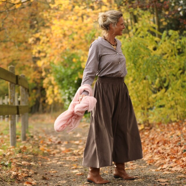 Quintessence - Pantalon Paco - velours milleraies moka