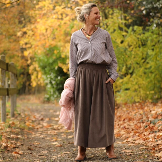 Quintessence - Pantalon Paco - velours milleraies moka