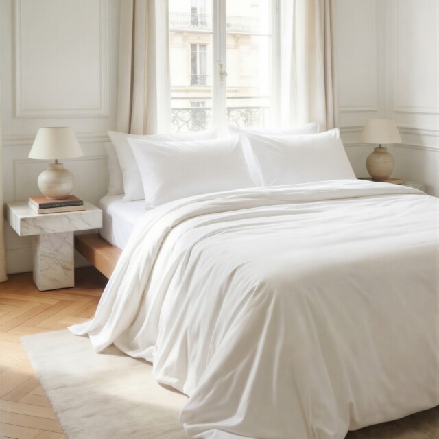 Dejorine - Taies d'oreiller X2 en Percale de coton - Blanc