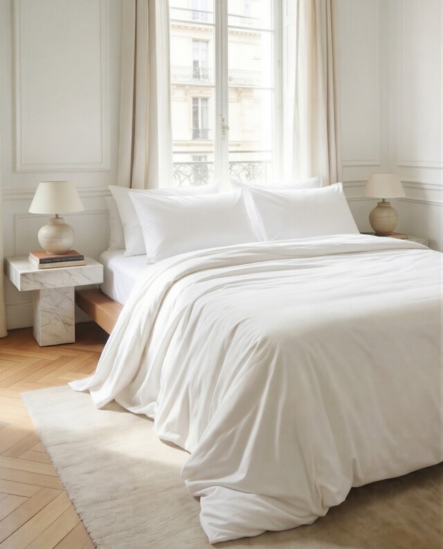 Dejorine - Taies d'oreiller X2 en Percale de coton - Blanc