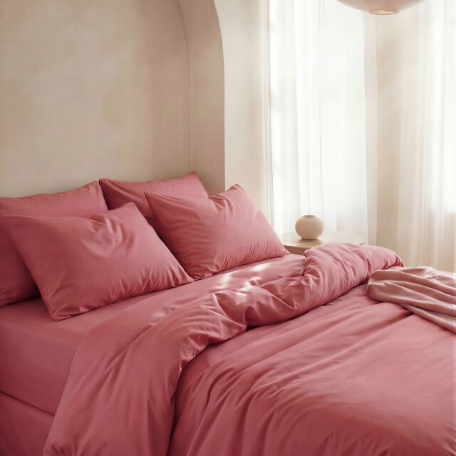 Dejorine - Parure de lit en Percale de coton - Vieux rose